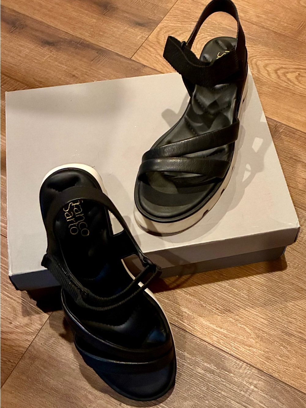 Franco Sarto Black Leather Strappy Slingback Sandals 9.5 - Picture 6 of 6